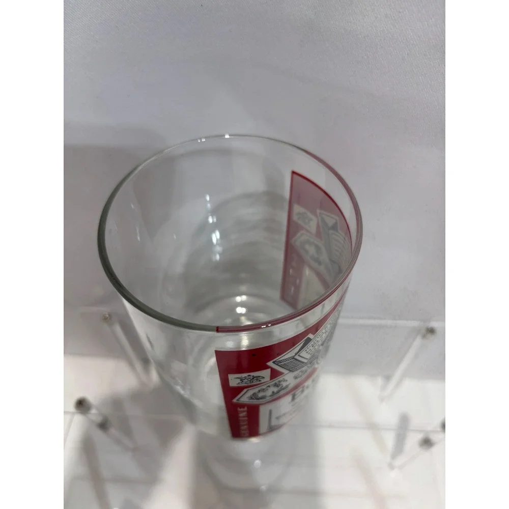 Budweiser Beer Glass OS Clear Red Vintage Footed Pilsner Lager Cup